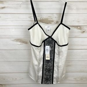 Loft Beaded Lace Sequin Velvet Cami Ivory 4P